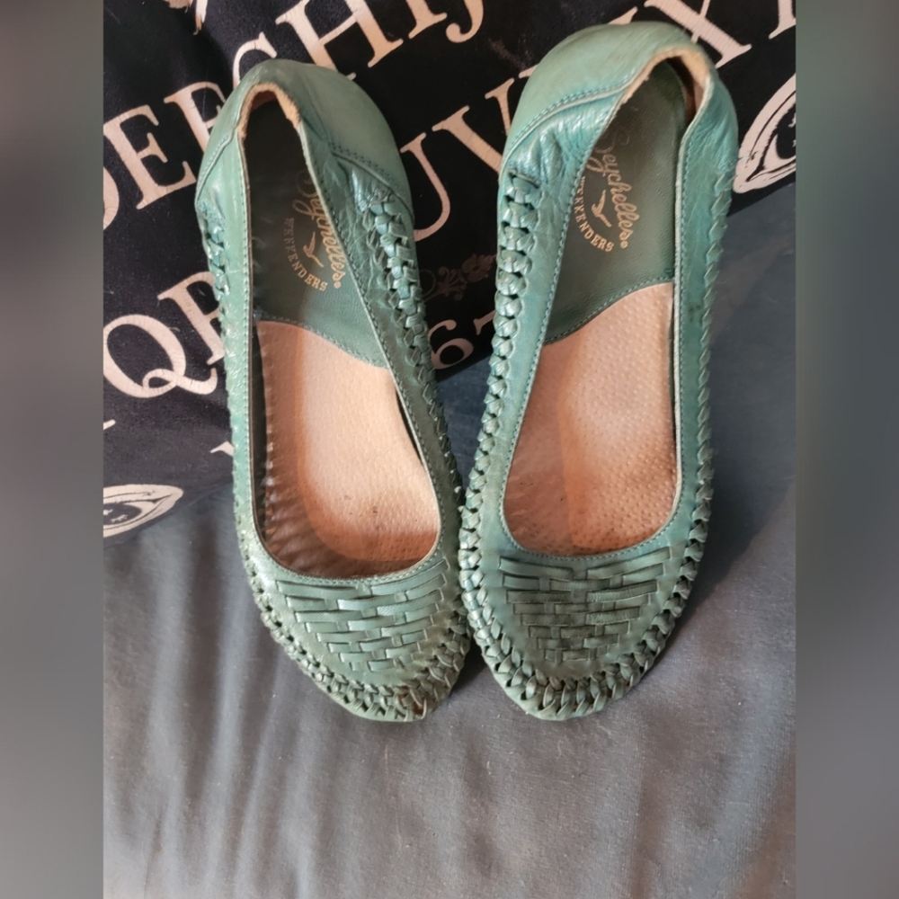 Genuine Leather Teal Flats